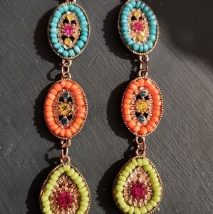 Colorful Beaded Drop Earrings